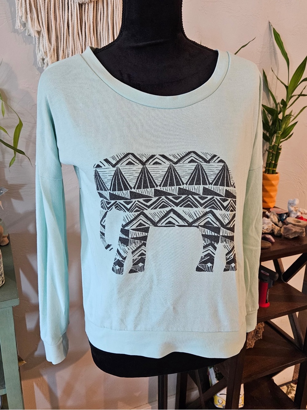 Billabong Mint Green Elephant Graphic Sweatshirt